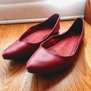 Red Pointed-Toe Flats